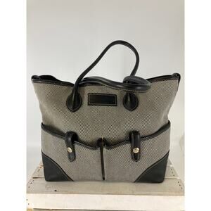 DOONEY & BOURKE CANVAS, LEATHER TRIM GRAY, BLACK SHOULDER BAG